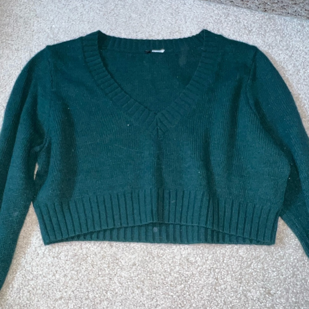Emerald Green V-Neck Women's Sweater